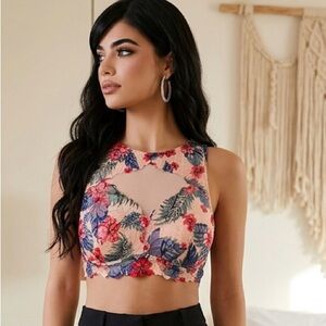 Victoria's Secret PINK floral lace high-neck bralette size medium